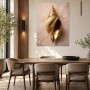 Goldene Muschel als Wandbild oder Acrylbild mit edler Marmoroptik