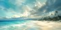 Karibischer Strand bei Licht und Wolken als Leinwand oder Poster