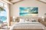 Karibischer Strand bei Licht und Wolken als Leinwand oder Poster
