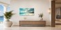 Karibischer Strand bei Licht und Wolken als Leinwand oder Poster