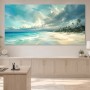Karibischer Strand bei Licht und Wolken als Leinwand oder Poster