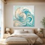 Abstraktes Wandbild mit Muschelmotiv, Leinwand oder Acrylbild in Meeresfarben