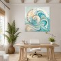 Abstraktes Wandbild mit Muschelmotiv, Leinwand oder Acrylbild in Meeresfarben