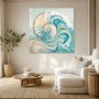 Abstraktes Wandbild mit Muschelmotiv, Leinwand oder Acrylbild in Meeresfarben
