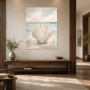 Muschel am Meer als Leinwand oder Poster in sanften Naturtönen