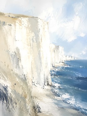 Küstenklippen als Wandbild oder Acrylbild in heller, ruhiger Stimmung