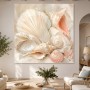 Muscheln und Seestern als Leinwand oder Poster in zarten Naturtönen