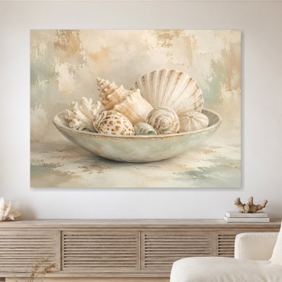 Muscheln im Schale, Leinwand oder Poster für helle Küstenräume