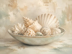 Muscheln im Schale, Leinwand oder Poster für helle Küstenräume Muscheln im Schale, Leinwand oder Poster für helle Küstenräume