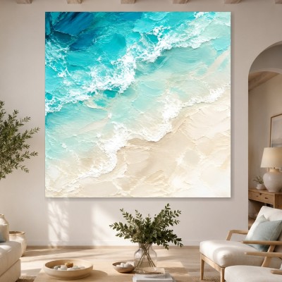 Türkisfarbene Brandung als Leinwandbild oder Acrylglasbild