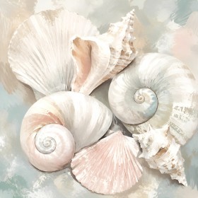 Muscheln in Pastell als Leinwand oder Poster für ruhige Räume