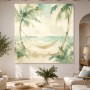 Tropische Ruhe am Strand, Leinwand oder Poster im hellen Pastellstil