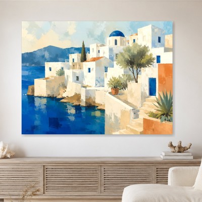 Mediterranes Küstendorf als Leinwand oder Fine Art Print