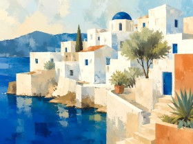 Mediterranes Küstendorf als Leinwand oder Fine Art Print Mediterranes Küstendorf als Leinwand oder Fine Art Print