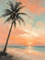 Palmenstrand bei Sonnenuntergang als Leinwand oder Poster