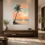 Palmenstrand bei Sonnenuntergang als Leinwand oder Poster