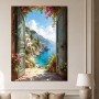 Mediterrane Küste mit offener Tür, Leinwand oder Poster