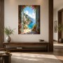 Mediterrane Küste mit offener Tür, Leinwand oder Poster