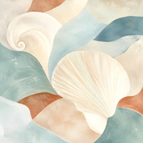 Abstraktes Wandbild oder Leinwand mit sanften Muschelformen