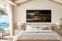 Düsterer Strandabend als Leinwand oder Poster mit goldenen Lichtakzenten