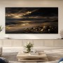 Düsterer Strandabend als Leinwand oder Poster mit goldenen Lichtakzenten