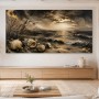 Goldene Küstenlandschaft als Leinwand oder Poster mit Muscheln