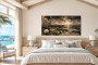 Goldene Küstenlandschaft als Leinwand oder Poster mit Muscheln