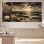 Goldene Küstenlandschaft als Leinwand oder Poster mit Muscheln