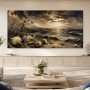 Goldene Küstenlandschaft als Leinwand oder Poster mit Muscheln