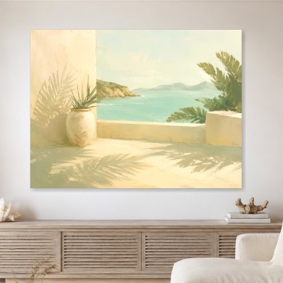 Mediterrane Küstenansicht als Leinwand oder Poster für helle Räume