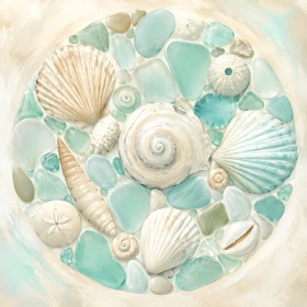 Muscheln in Meeresfarben als Wandbild oder Poster