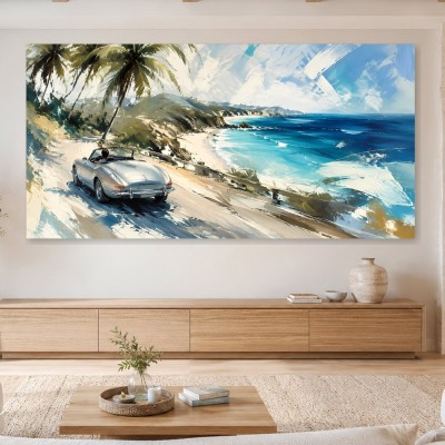 Küstenfahrt im Cabrio als Leinwand oder Poster