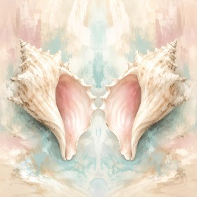 Muschelmotiv in Pastelltönen als Poster oder Leinwand