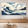 Wellenlandschaft als Leinwand oder Poster in beruhigendem Blau