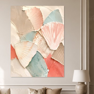 Pastellfarbenes abstraktes Wandbild oder Fine Art Print mit Muschelformen