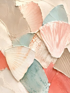 Pastellfarbenes abstraktes Wandbild oder Fine Art Print mit Muschelformen Pastellfarbenes abstraktes Wandbild oder Fine Art Print mit Muschelformen