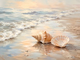 Sanfte Meeresmuscheln, Leinwand oder Poster für Küstenruhe Sanfte Meeresmuscheln, Leinwand oder Poster für Küstenruhe