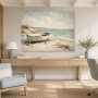 Küstenboot am Strand als Leinwand oder Poster