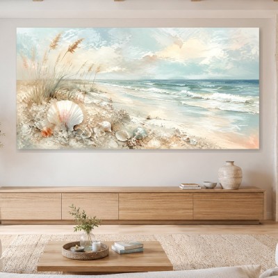 Maritime Küstenlandschaft als Leinwand oder Poster mit sanfter Lichtstimmung