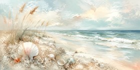 Maritime Küstenlandschaft als Leinwand oder Poster mit sanfter Lichtstimmung
