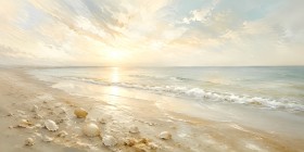 Sanfter Sonnenstrand als Leinwand oder Poster für helle Räume