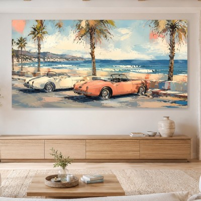 Küstenfahrt mit Classic Cars, Canvas Print oder Wandbild