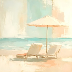 Strandruhe mit Sonnenschirm, Leinwand oder Poster