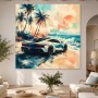 Sportwagen am Strand als Modernes Wandbild oder Fine Art Print