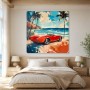 Roter Klassiker am Strand, Leinwandbild oder Poster mit mediterranem Flair