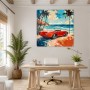 Roter Klassiker am Strand, Leinwandbild oder Poster mit mediterranem Flair