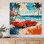 Roter Klassiker am Strand, Leinwandbild oder Poster mit mediterranem Flair