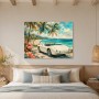 Klassisches Cabrio am Strand als Leinwandbild oder Poster