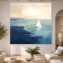 Maritimes Wandbild oder Leinwandbild mit Segelboot in ruhiger Küstenfarbe