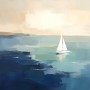Maritimes Wandbild oder Leinwandbild mit Segelboot in ruhiger Küstenfarbe